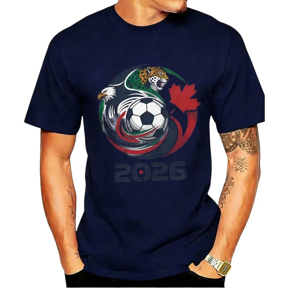 Men's 2026 World Cup Soccer Graphic Tee – USA, Canada & Mexico Eagle Jaguar Design