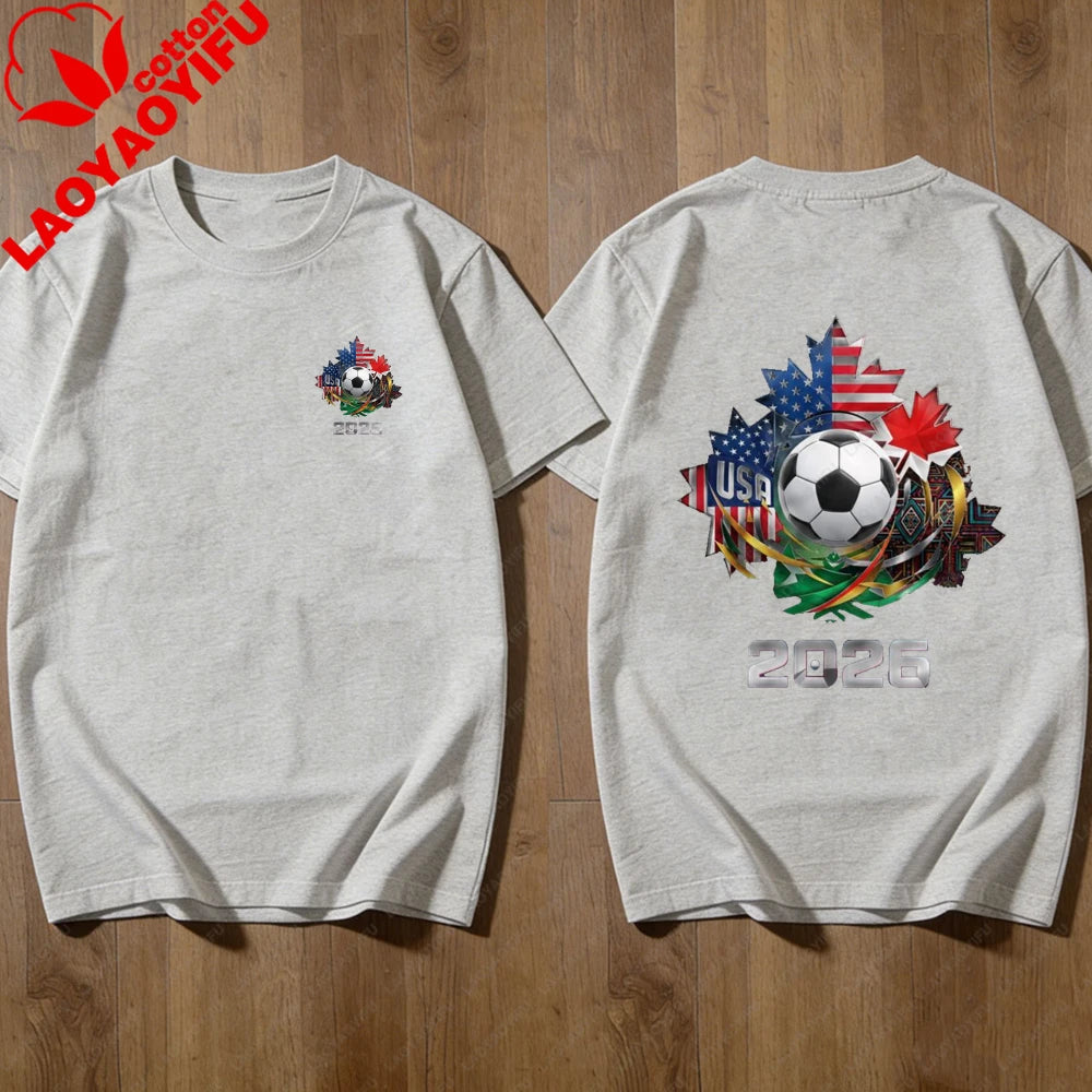 2026 FIFA World Cup T-Shirt – USA, Canada & Mexico Fan Tee | Cotton Graphic Top