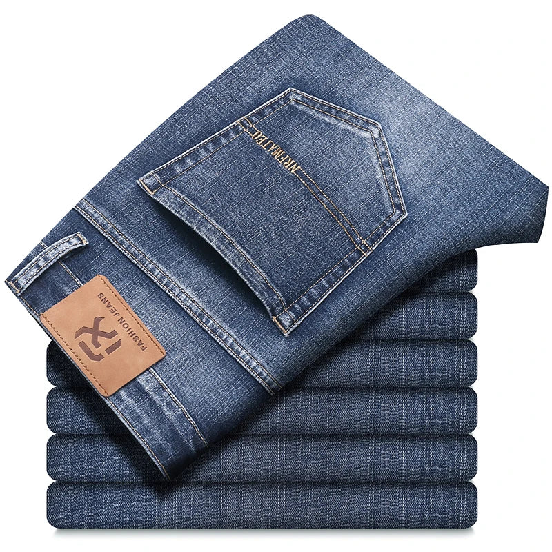 Men's Stretch Straight Jeans – Plus Size Business Casual Denim Pants