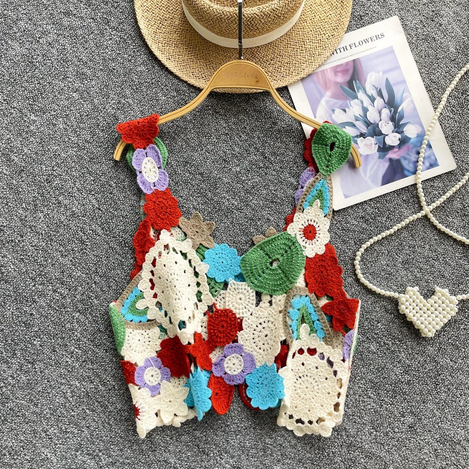 Floral Crochet Crop Tank Top – Fairycore Summer Knit