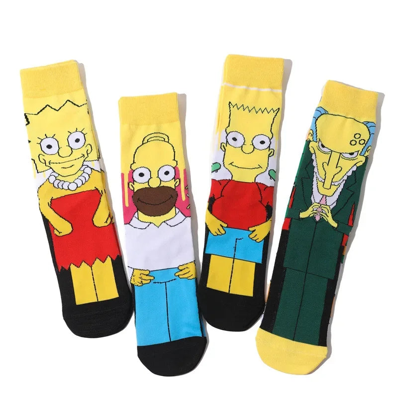 The Simpsons Funny Novelty Socks – Unisex Skateboard Crew Socks