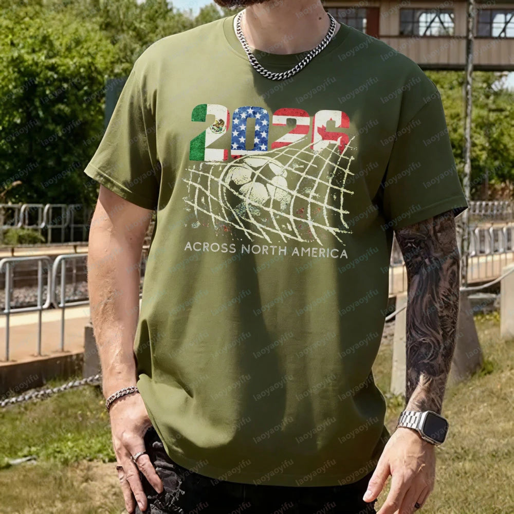 2026 World Cup Soccer T-Shirt | Goal Net Graphic Fan Tee USA, Mexico & Canada