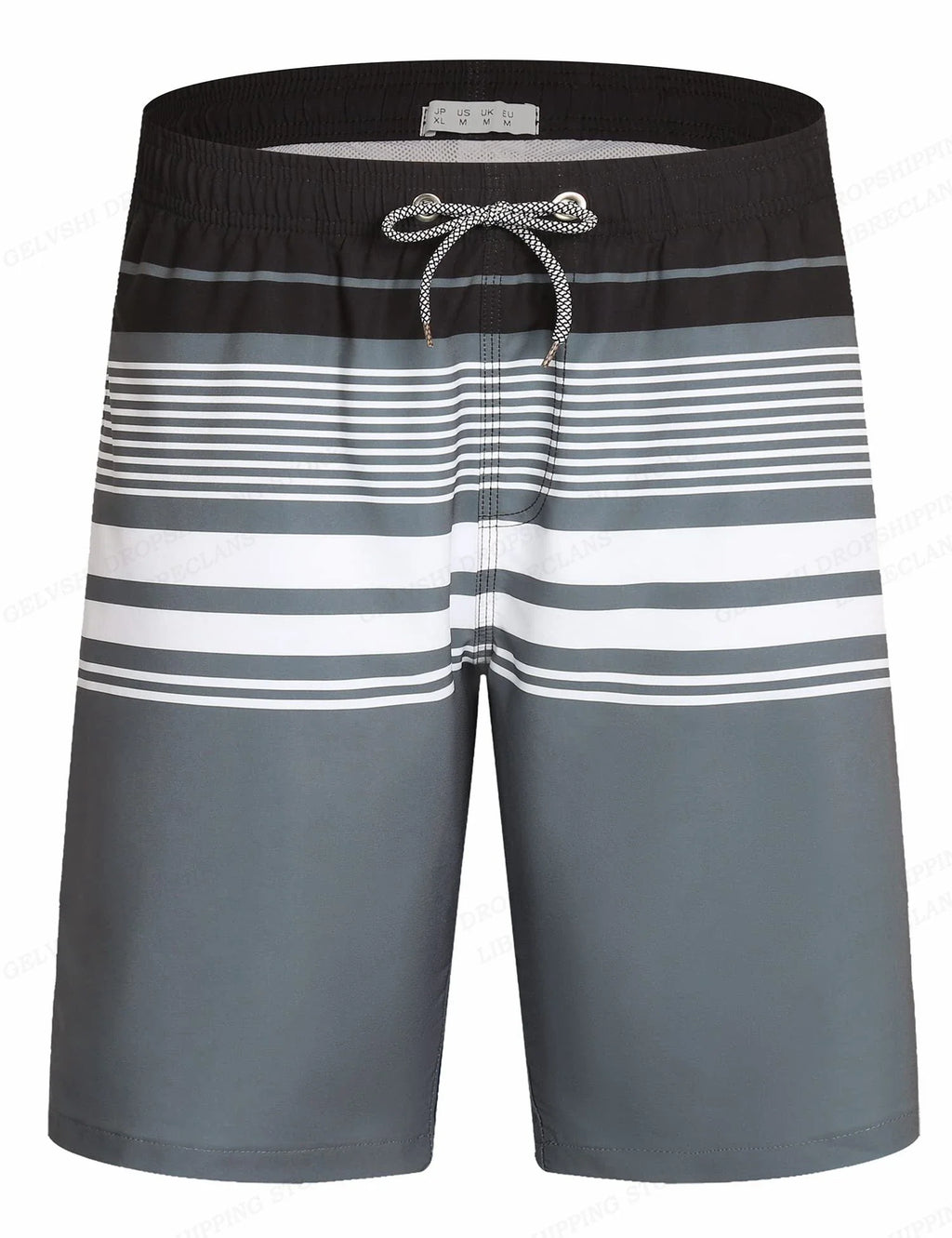 Men's Striped Board Shorts – Lightweight Swim Trunks for Beach