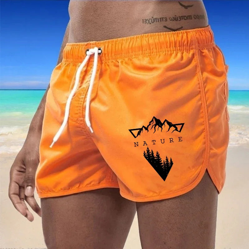 Men's Quick-Dry Swim Trunks – Printed Beach Shorts for Swimming & Surfing (S–XXXL)