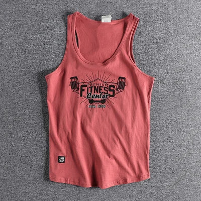 Men's Retro Print Washed Cotton Sleeveless Vest | Casual Sports Tank Top