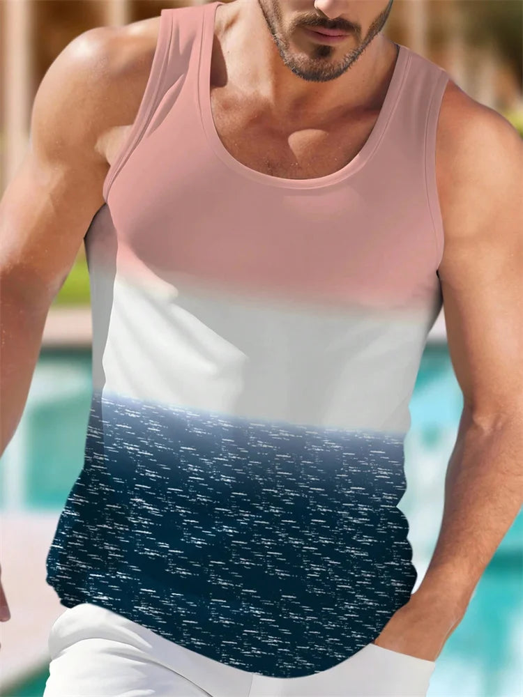 Men's Hawaiian Beach Tank Top – Coconut Print Sleeveless Vest