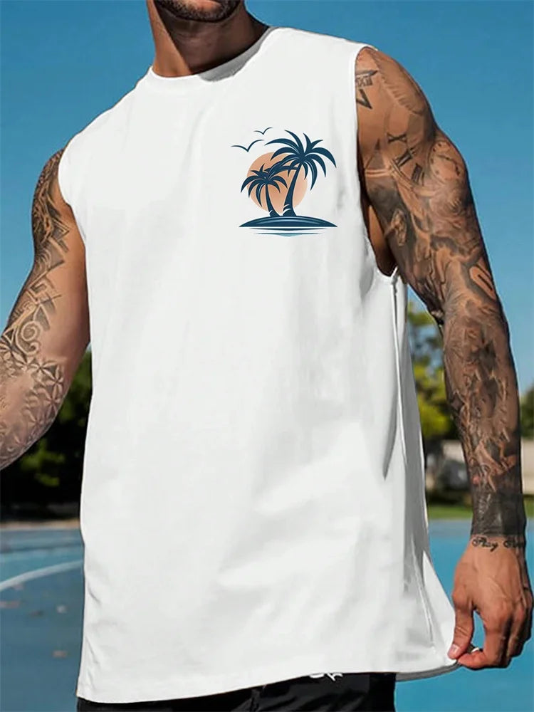 Men's Gradient Texture Sleeveless Vest – Oversized Hawaiian Beach Tank Top