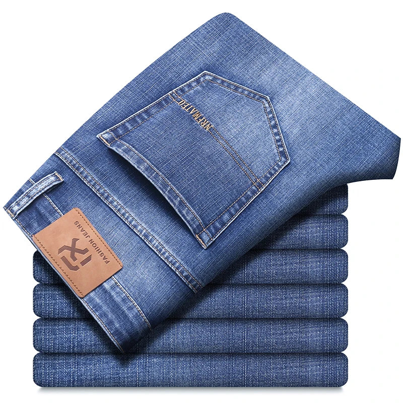 Men's Stretch Straight Jeans – Plus Size Business Casual Denim Pants
