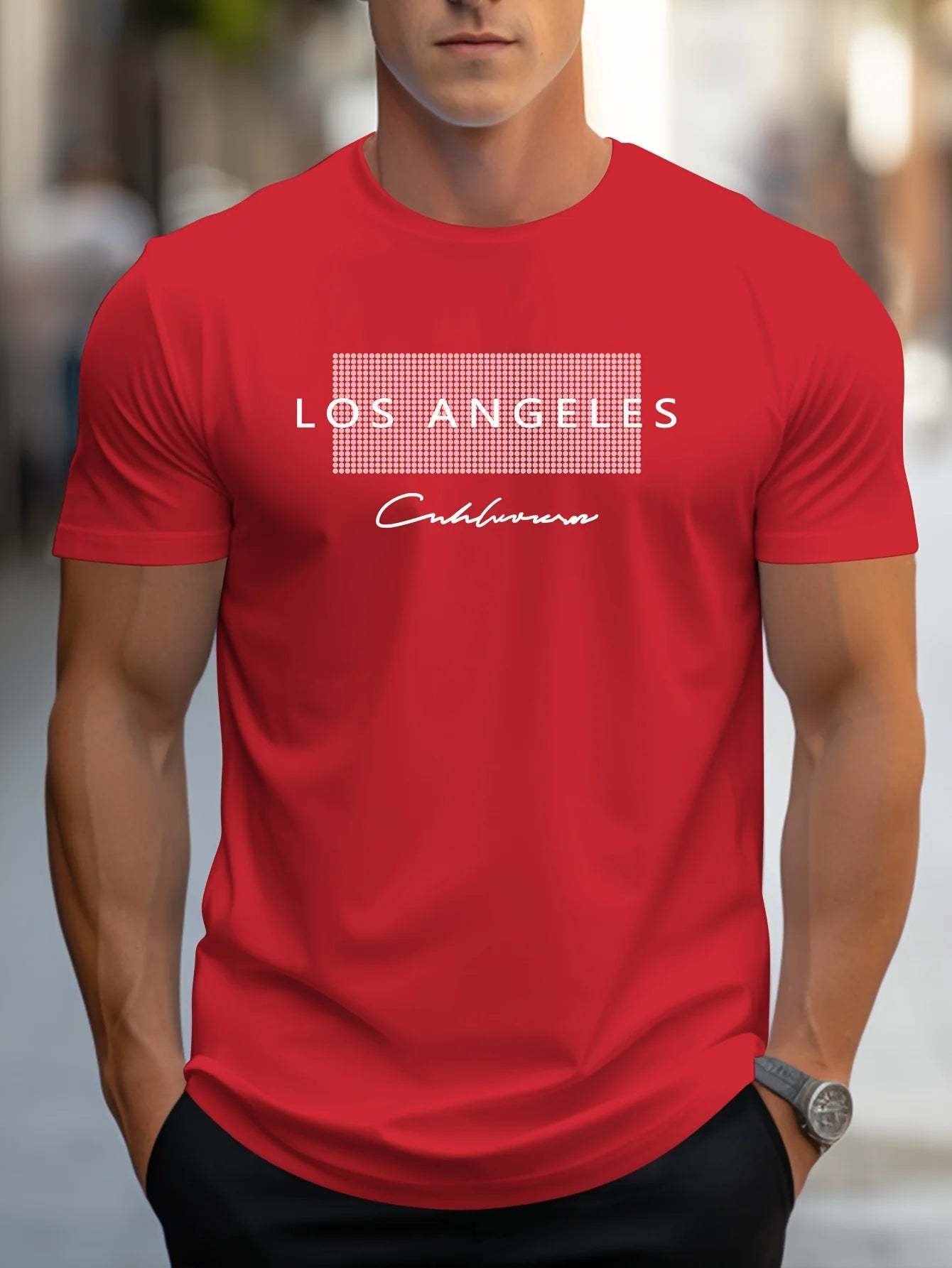 Men's 100% Cotton Los Angeles Graphic T-Shirt – Loose Fit, Breathable, Short Sleeve Casual Tee