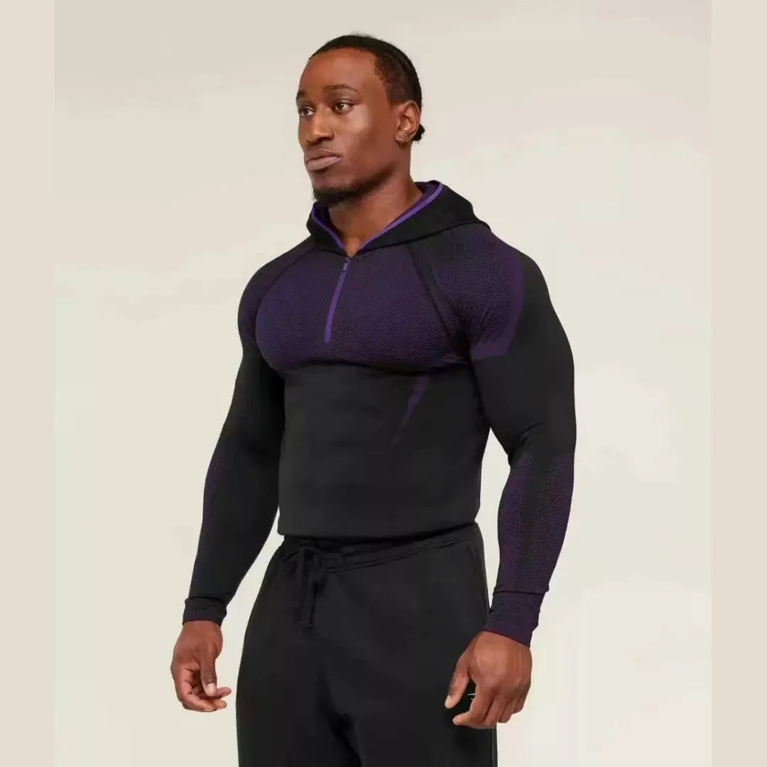 SHARK ONYX 5.0 Men's Hooded Compression Base Layer – Long Sleeve GYM Fitness Top