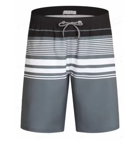 Men's Striped Board Shorts – Lightweight Swim Trunks for Beach