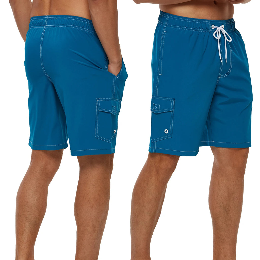 Men's Beach Board Shorts – Quick-Dry Swim Trunks with Mesh Lining