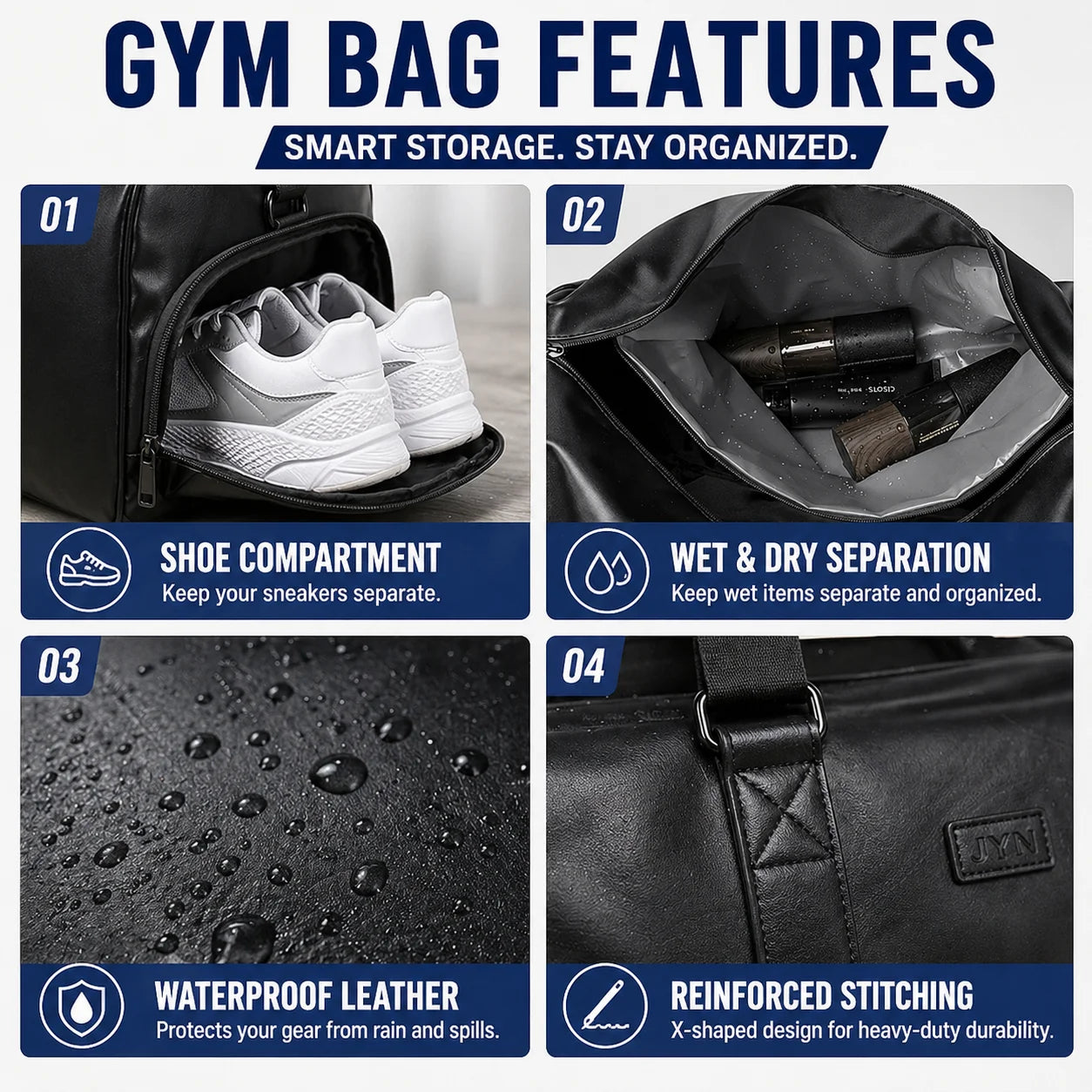 Waterproof Sport Duffel Bag with Shoe Compartment & Wet/Dry Separation