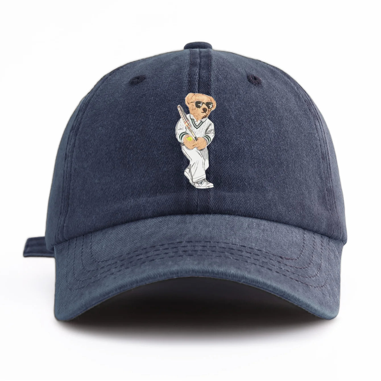 Bear Print Washed Baseball Cap