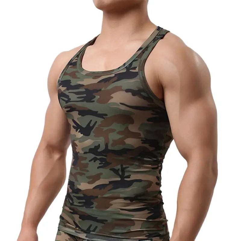 Men's Camouflage Muscle Gym Tank Top – Quick-Dry Bodybuilding Singlet Vest