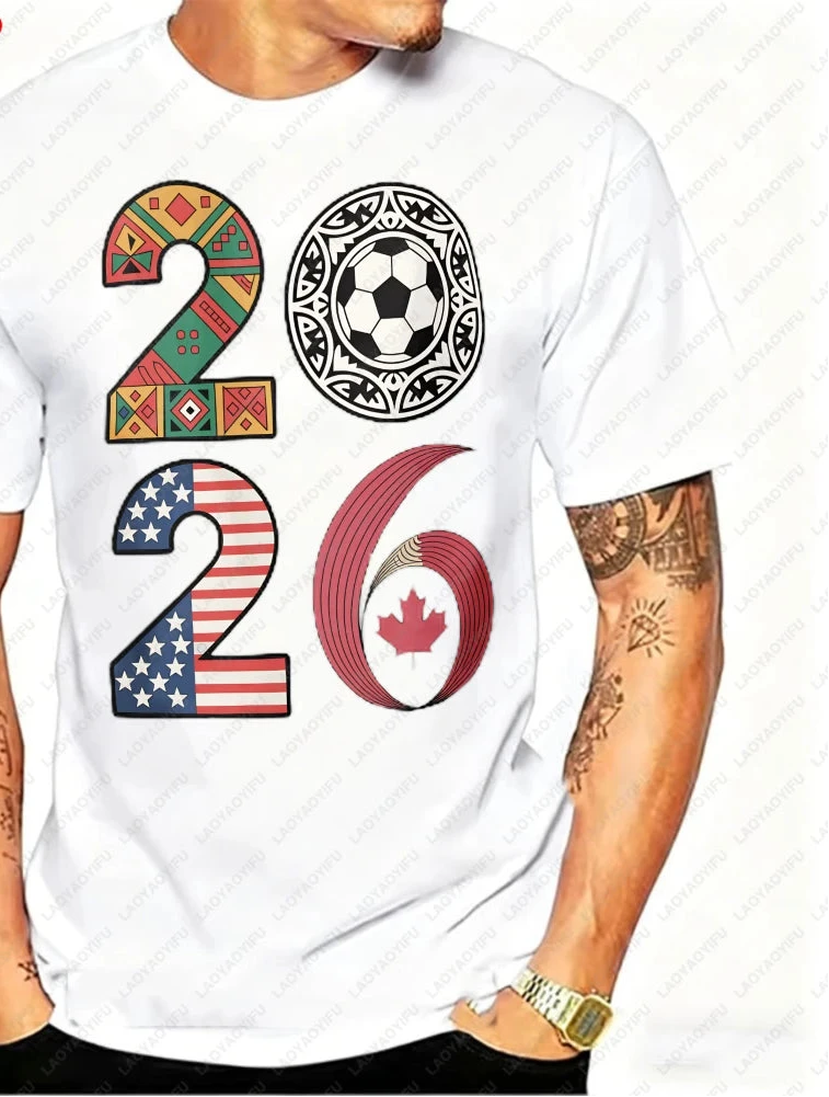 2026 World Cup Soccer Graphic Tee – USA, Canada & Mexico Cotton Shirt