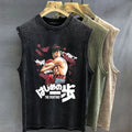 Anime Graphic Tank Top | Hajime No Ippo Vintage Wash Oversized Sleeveless Vest