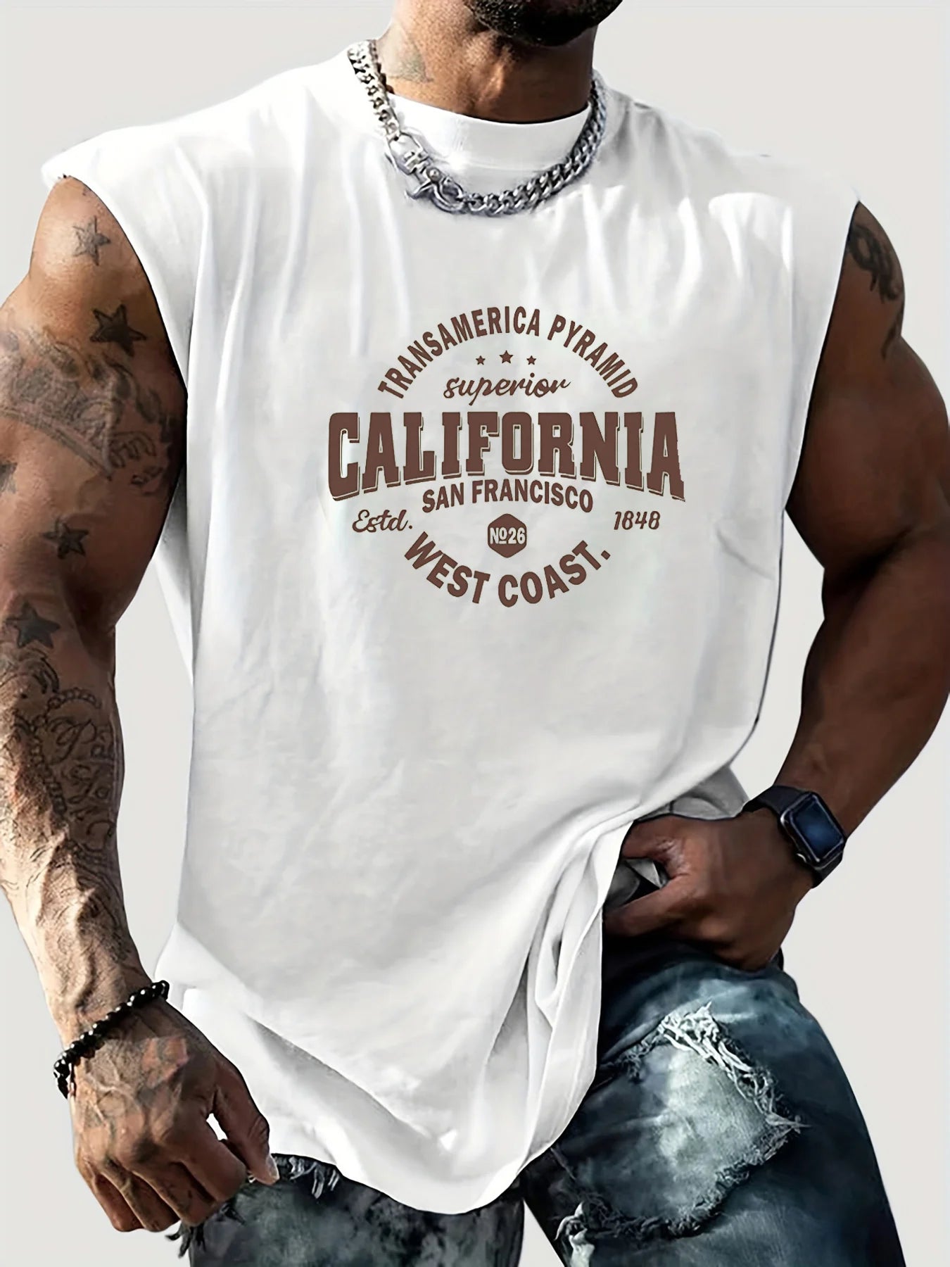 Men's California West Coast Sleeveless Tank Top – Breathable Loose Fit Gym & Beach Vest