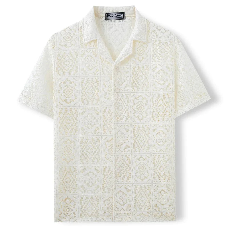 Men's See-Through Mesh Shirt – Breathable Casual Top for Beach & Nightlife