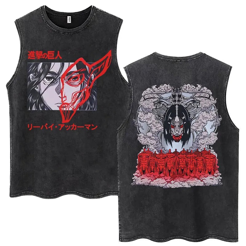 Attack on Titan Anime Tank Top – Mikasa & Eren Jaeger Sleeveless Tee (S–XXL)