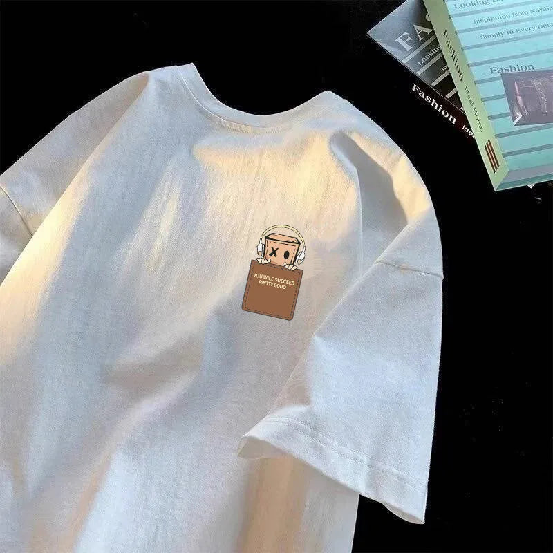 Oversized Vintage Print T-Shirt for Men | Casual Short Sleeve Cotton Tee | S–5XL
