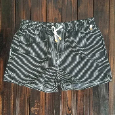 Men's Striped Beach Shorts – Premium Nylon Swim Trunks with Lining