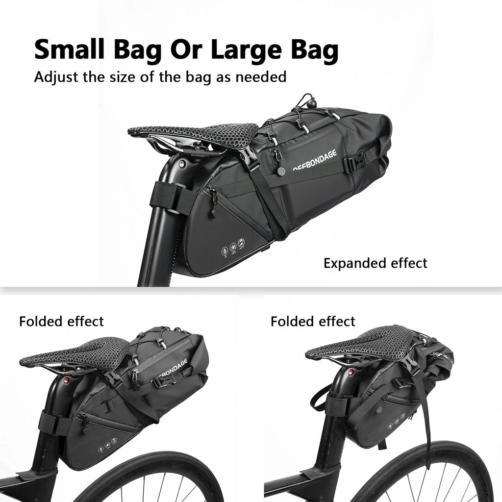 Waterproof Bicycle Saddle Bag – 15L Foldable Bike Tail Bag