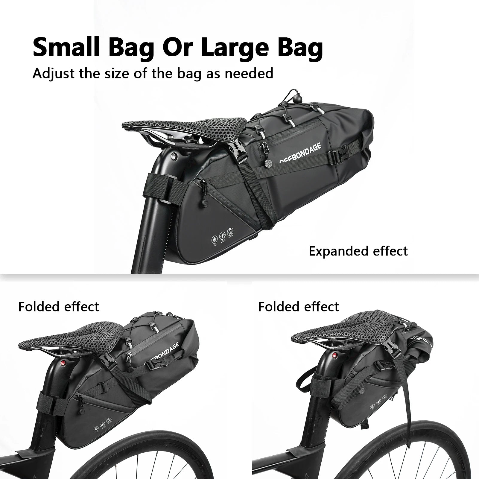 Waterproof Bicycle Saddle Bag – 15L Foldable Bike Tail Bag