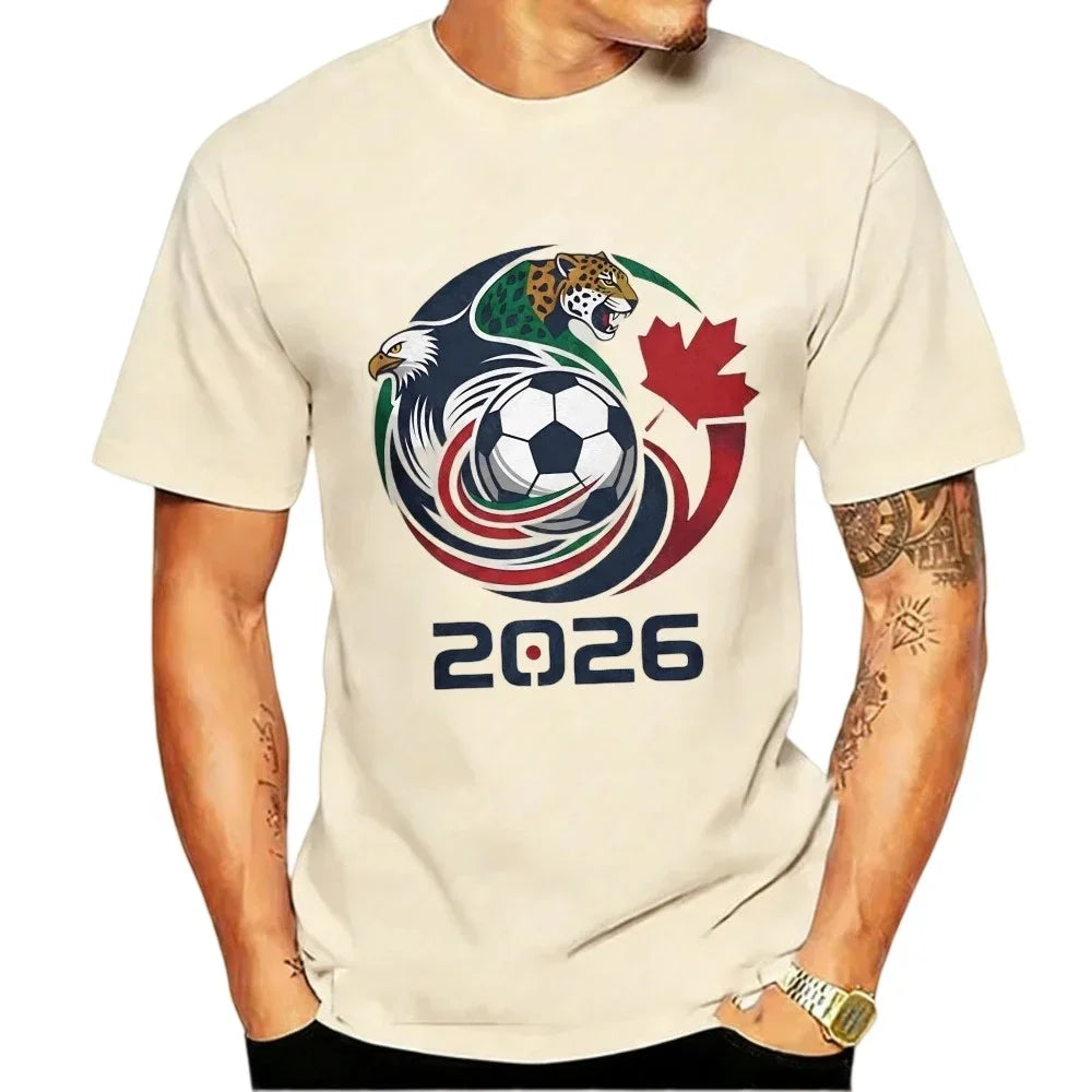 Men's 2026 World Cup Soccer Graphic Tee – USA, Canada & Mexico Eagle Jaguar Design