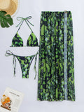Three-Piece Leopard Print Bikini Set