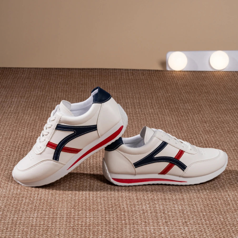 Women's Leather Comfort Sneakers – Waterproof Lace-Up Running & Walking Shoes