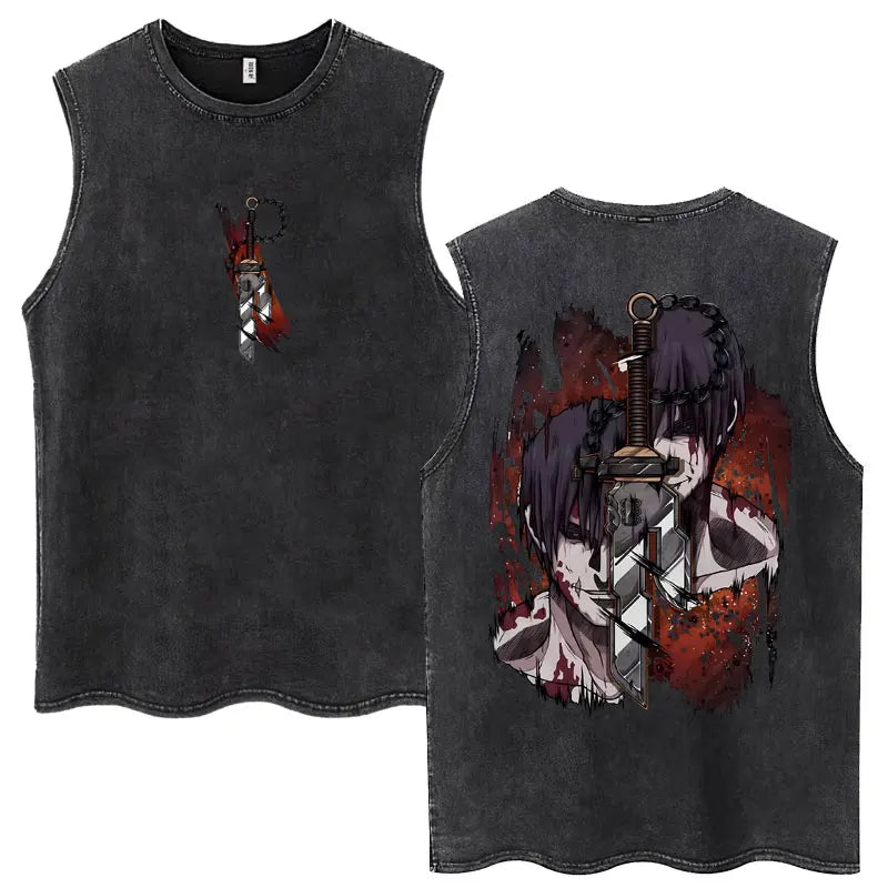 Jujutsu Kaisen Nanami Kento Anime Tank Top | Washed Graphic Sleeveless Tee