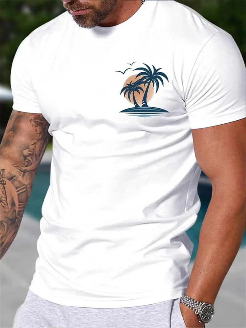 Men's Coconut Tree Graphic T-Shirt – Casual Summer Beach Tee