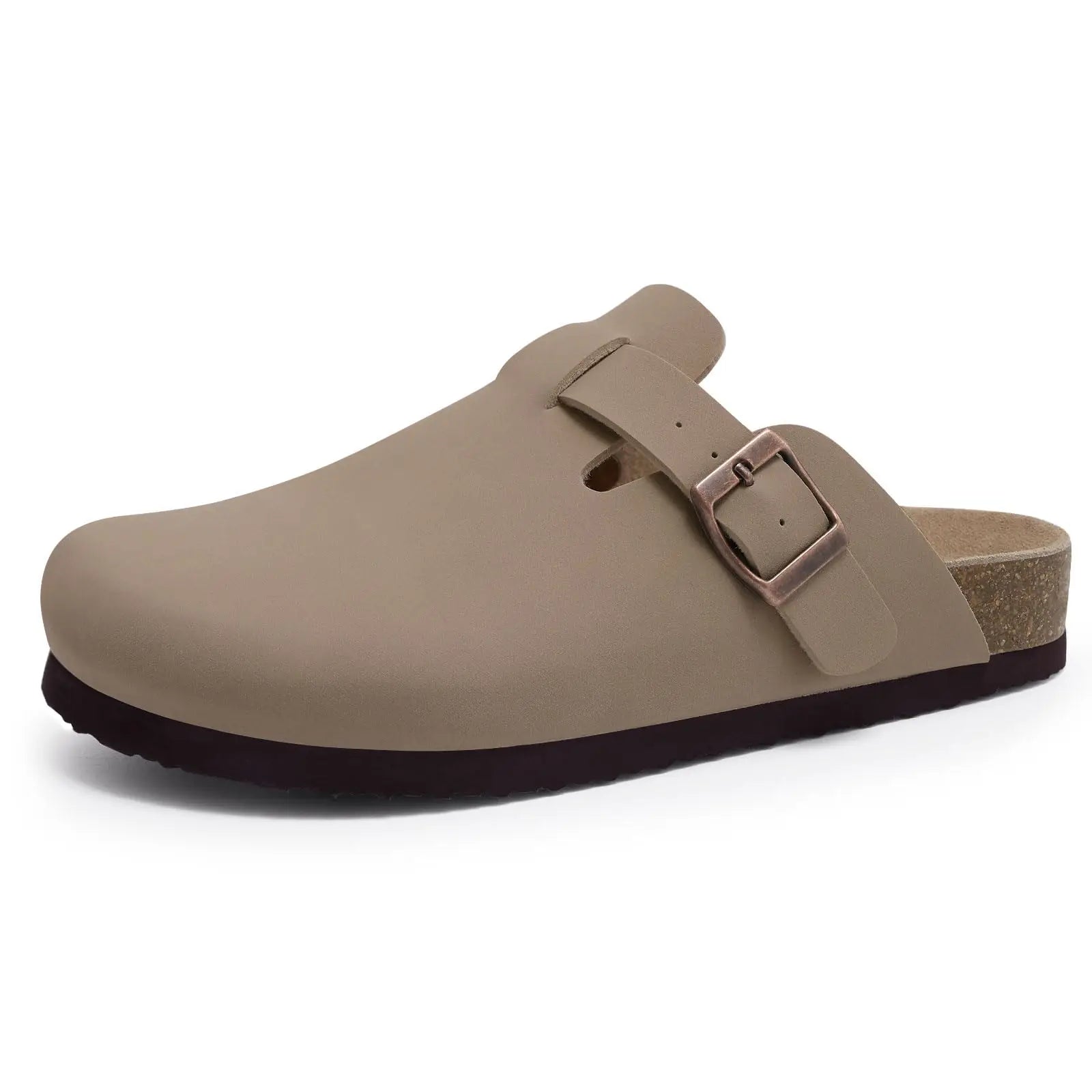 Women's Suede Mule Sandals with Cork Insole & Arch Support