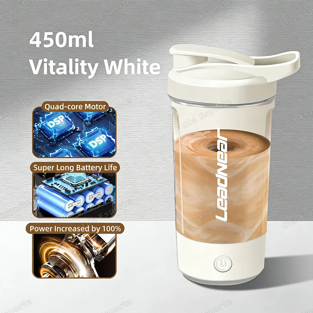 Electric Self-Stirring Shaker Bottle – USB Rechargeable Protein & Milkshake Mixing Cup (400–500ml)