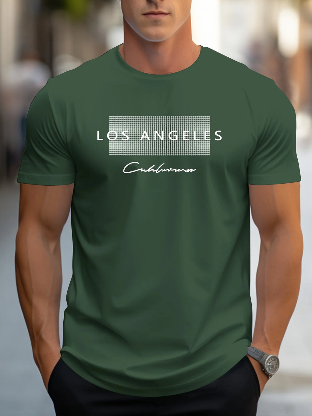 Men's 100% Cotton Los Angeles Graphic T-Shirt – Loose Fit, Breathable, Short Sleeve Casual Tee