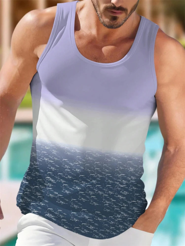 Men's Hawaiian Beach Tank Top – Coconut Print Sleeveless Vest