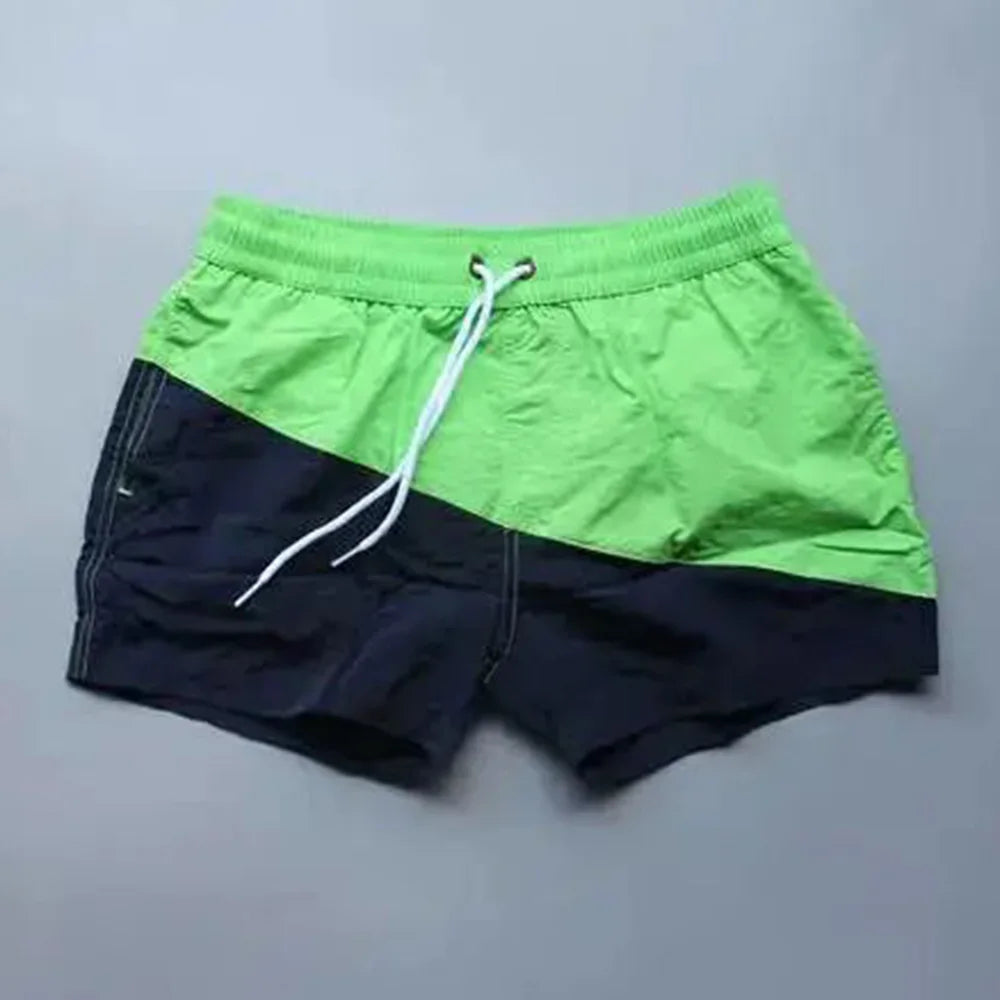 Men's Contrast Color Swim Trunks | Waterproof Quick-Dry Beach Shorts