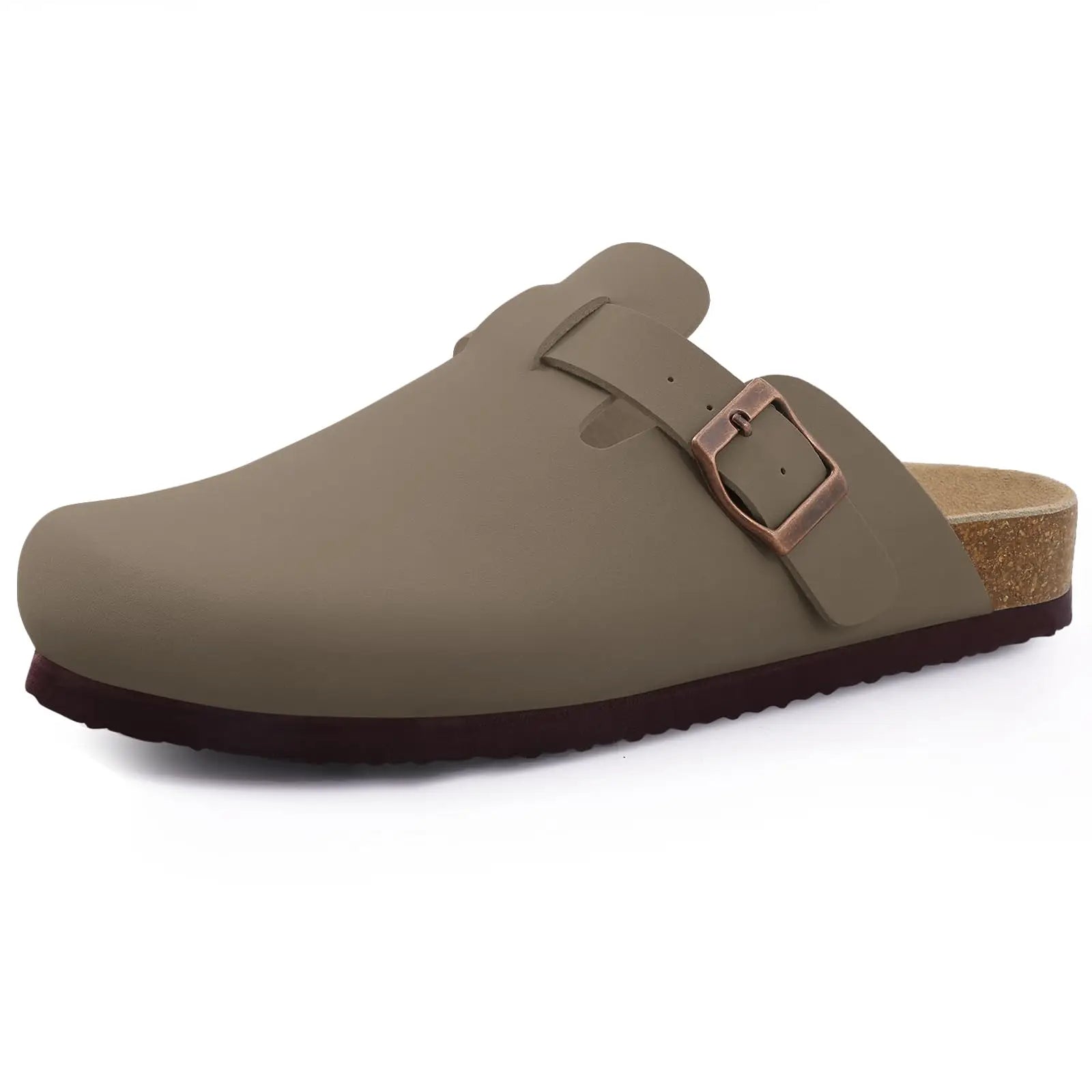 Women's Suede Mule Sandals with Cork Insole & Arch Support