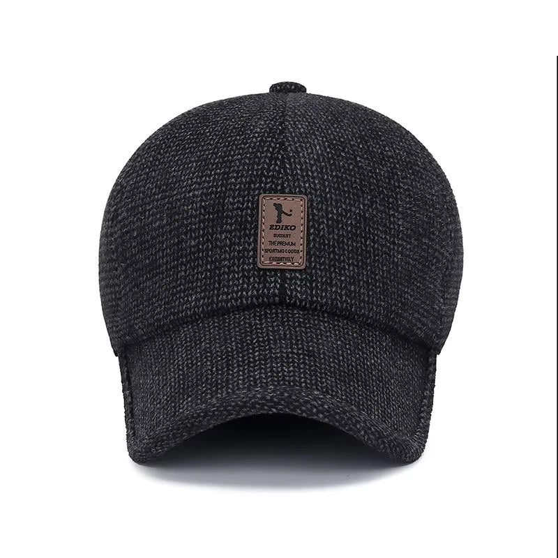 Men's Baseball Cap with Earmuffs – Windproof Warm Adjustable Winter Hat