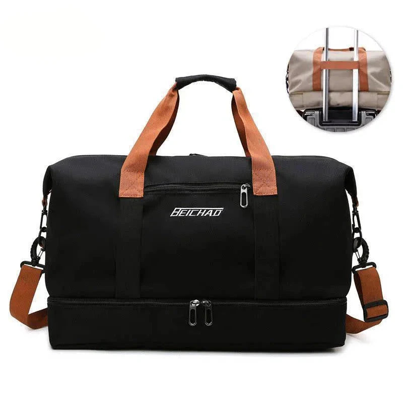 Women's Gym & Travel Duffle Bag – Waterproof Nylon Sports Bag with Shoe Pocket & Wet/Dry Separation