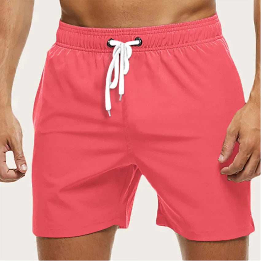 Men's Swim Trunks – Elastic Waist Beach Shorts with Mesh Lining & Drawstring