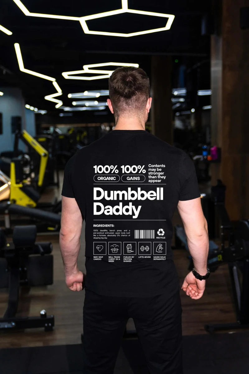 Dumbbell Graphic Gym T-Shirt – Cotton Training Tee for Men & Women