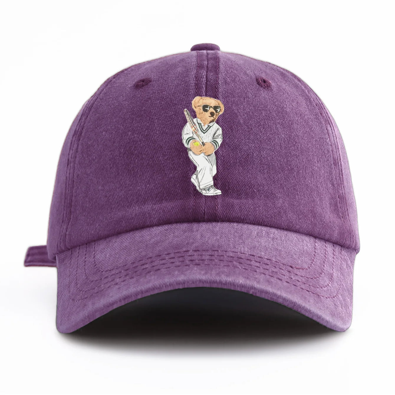 Bear Print Washed Baseball Cap