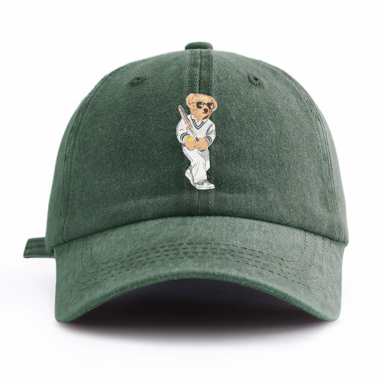 Bear Print Washed Baseball Cap