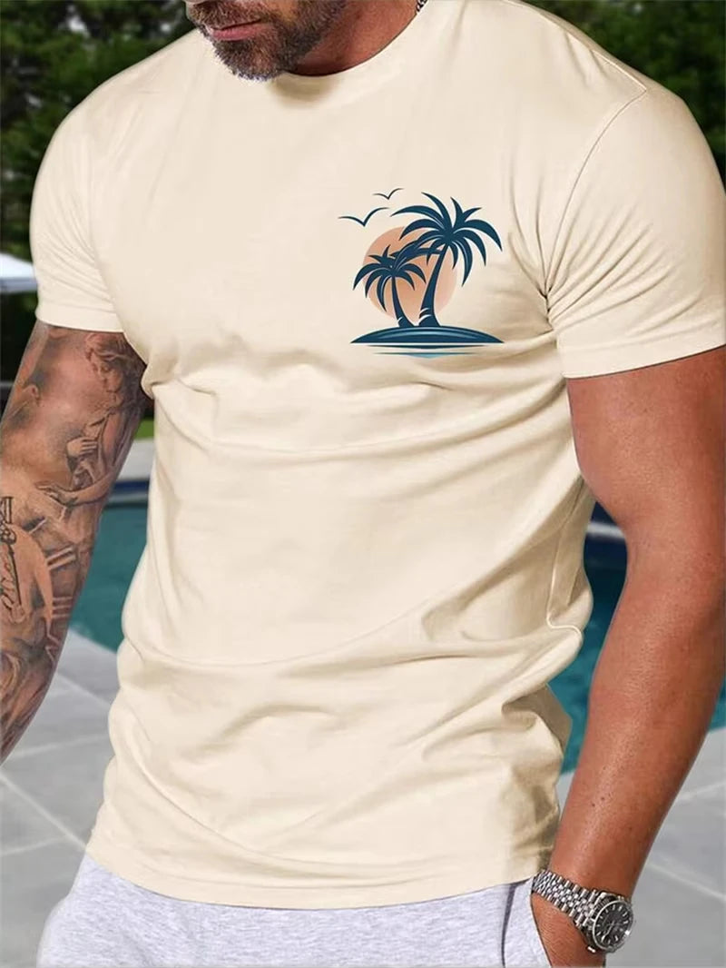 Men's Coconut Tree Graphic T-Shirt – Casual Summer Beach Tee