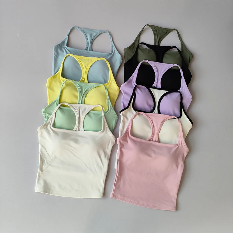 Women's Padded Sports Bra Vest – Shockproof Yoga & Pilates Top