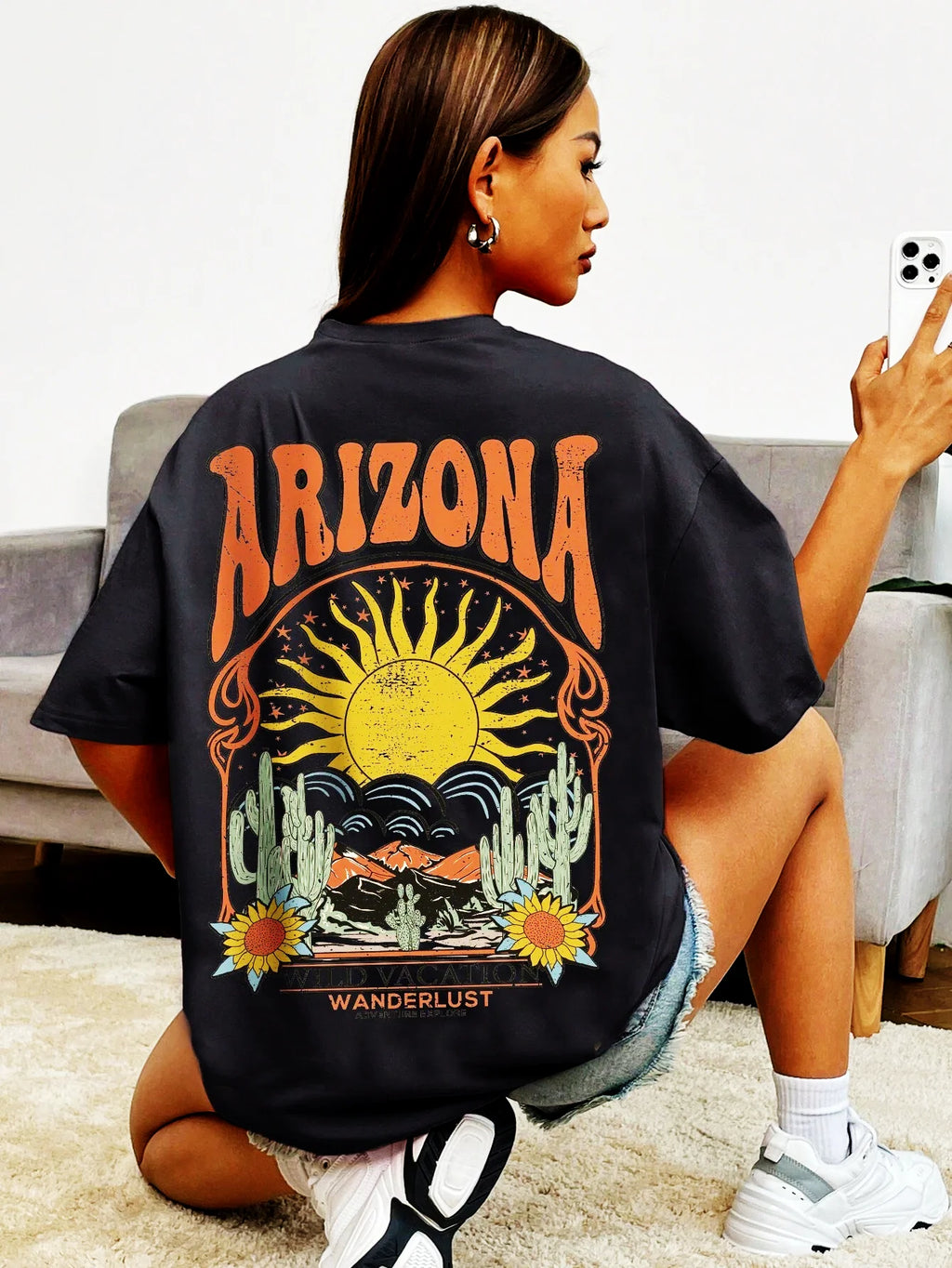 Women's Arizona Scenery Graphic T-Shirt – Harajuku Streetwear, 100% Cotton