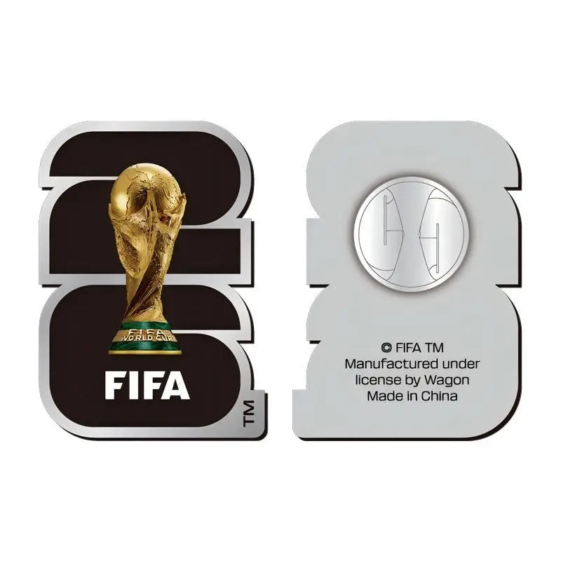 FIFA World Cup 2026 Official Emblem Badge Pin – Black & Silver Souvenir for USA, Canada & Mexico Fans