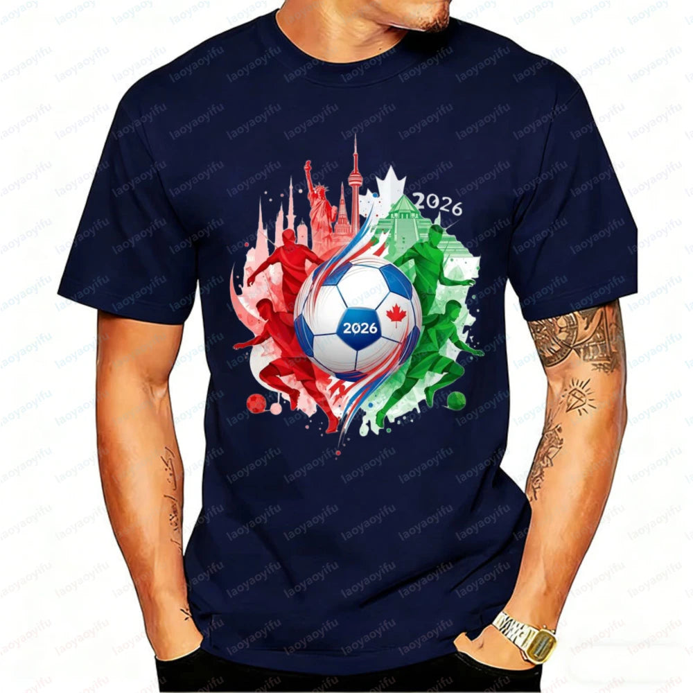 2026 North America Soccer Graphic T-Shirt – Cotton Fan Tee for Men & Women